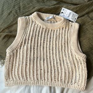 Zara Knit Sleeveless Cropped Sweater